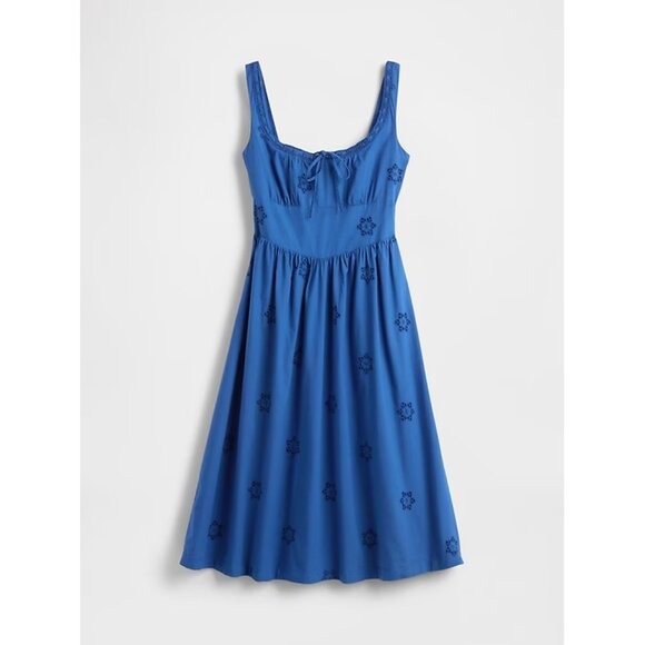 Gap Eyelet Scoop Neck Dress in Dazzling Blue - Picture 4 of 14